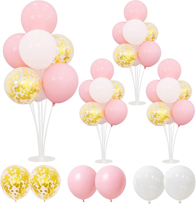 4 Balloon Stand Kit For Table Centerpieces Pastel Pink Balloons Holder Baby by HODIHIWI
