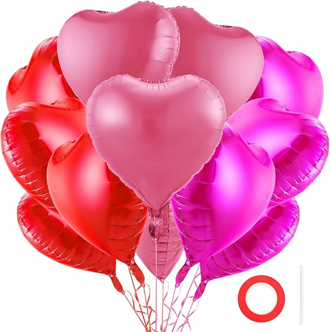 12Pcs 18 Inch Red, Hot Pink, Love Balloons by BBPOOL