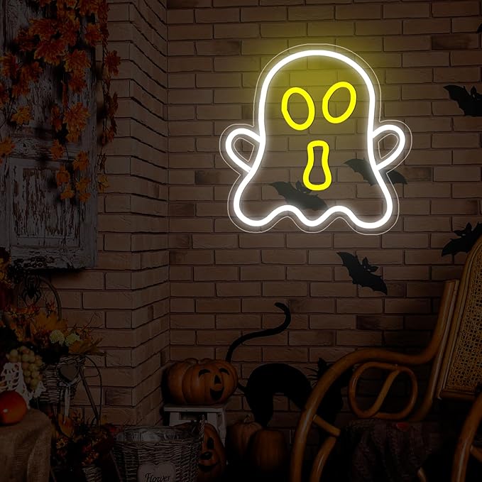 Halloween White Ghost Neon Sign Halloween, USB Halloween Neon LED Light - Image 6