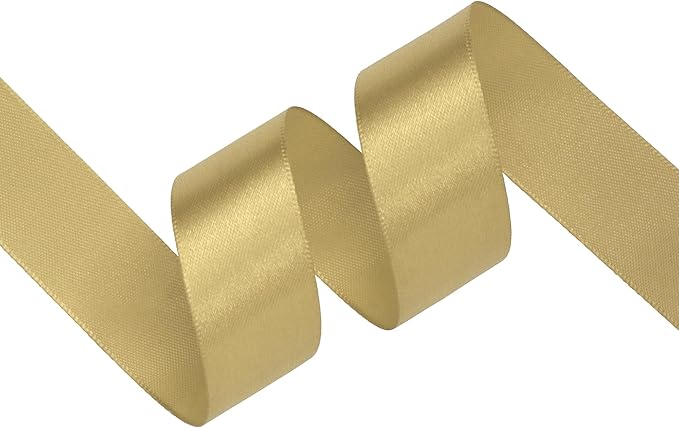 Light Gold Satin Ribbon 1 inch X Continuous 100 Yards, Single Face Polyester - Image 2