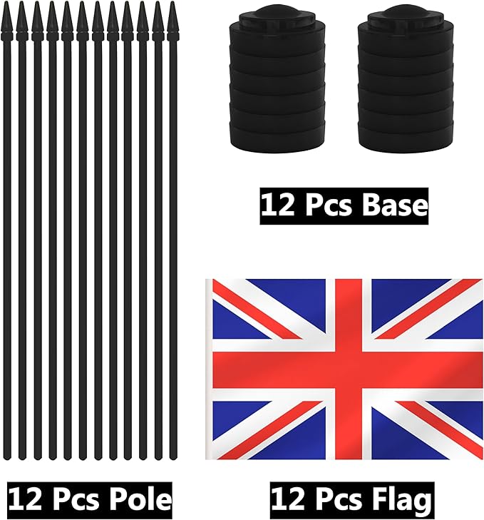12 Pack UK Desk Flags, Britain Desktop Flag, Small Miniature Office Flags - Image 3