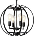 Large Lantern Globe Black Chandelier Lighting, Farmhouse Chandelier Adjustable by LIGOTFIRE