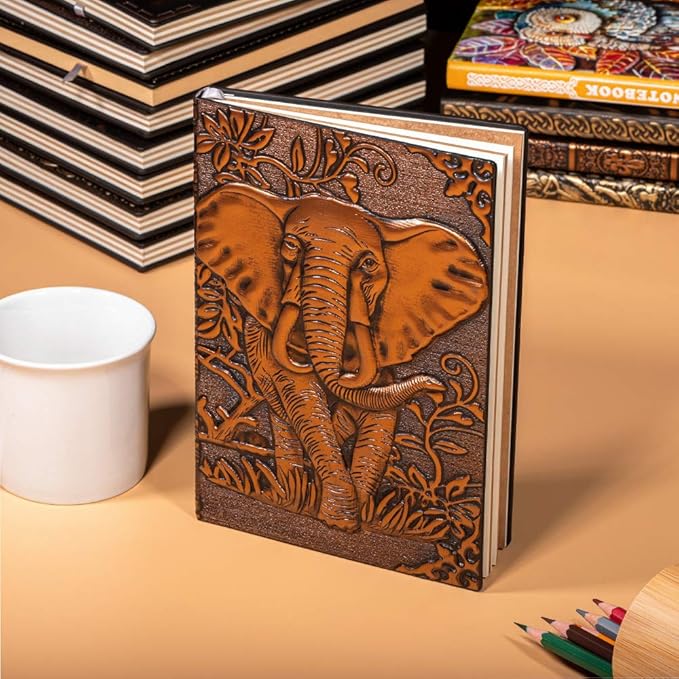 molshine A5 Embossed Journals Vintage Notebook, Retro Bronze Diary, 100 Sheets - Image 6
