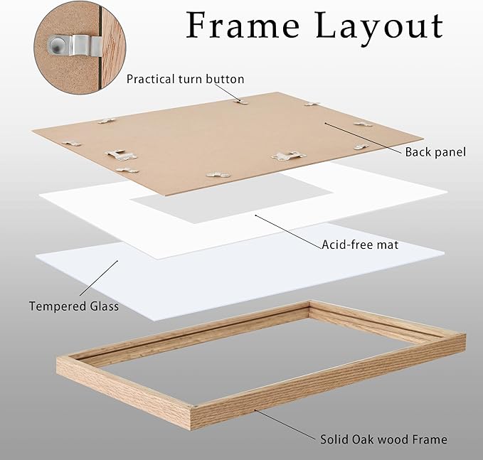 11x14 Picture Frames Natural Solid Oak Wood - Image 6
