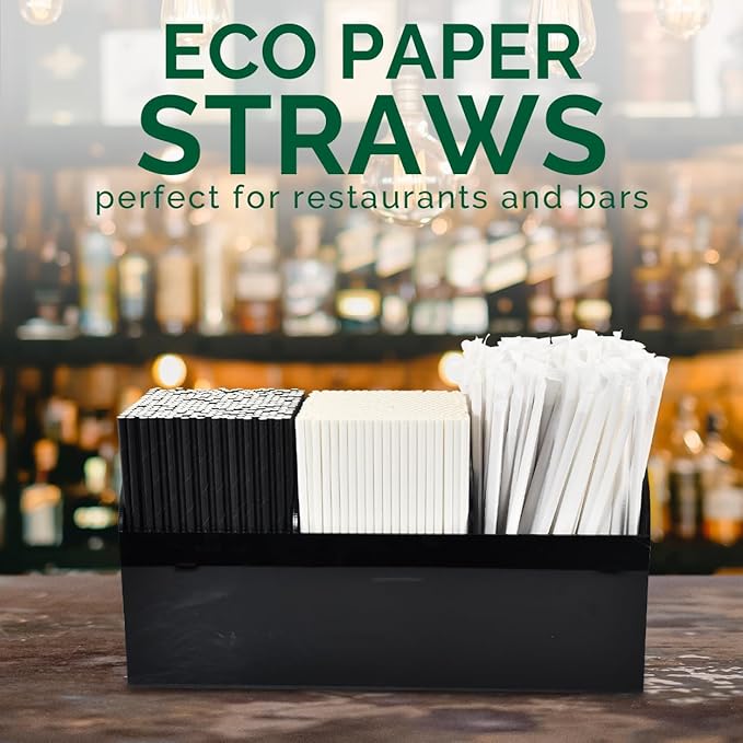 White Paper Drinking Straws Bulk, 7.75" Long, 0.24" Diameter - Image 4
