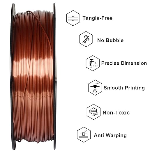 GIANTARM 3D Printer Filament, Silk Copper Pla Filament, 1Kg Spool, 1.75mm - Image 7