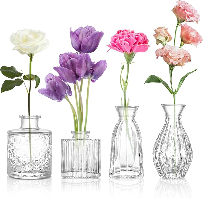 Glass Bud Vase Clear Bud Vases Set of 4 by ODDMUCK