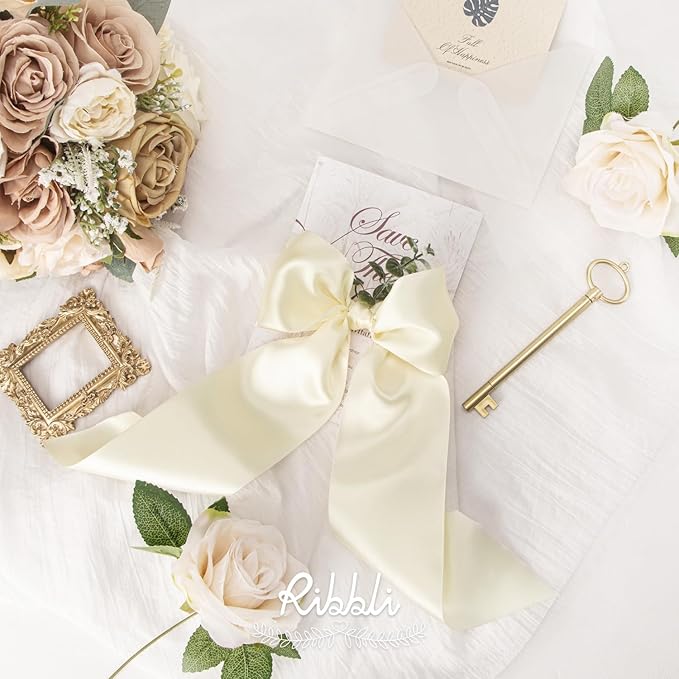 Ribbli Ivory Double Faced Satin Ribbon, 3” x Continuous 10 Yards, Use - Image 4