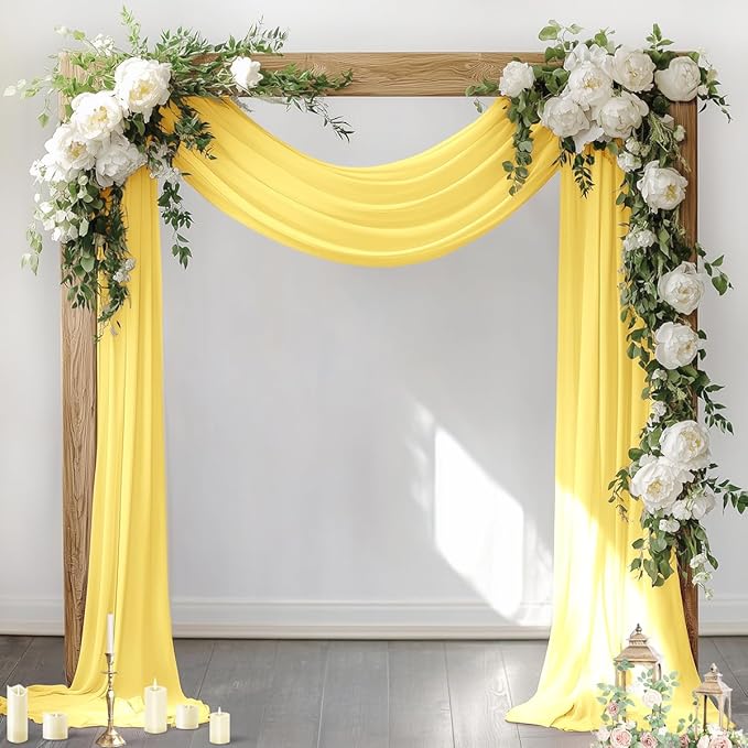 Socomi Wedding Arch Draping Fabric 3 Panels 29" x 19Ft Sheer Chiffon Curtain by Socomi