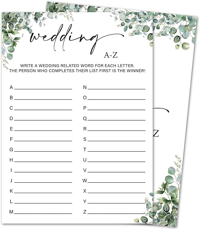 Eucalyptus Bridal Shower Game Cards by HOME