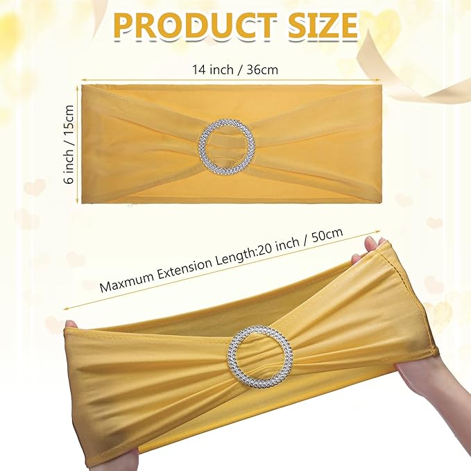 CHENGU 150 Pieces Spandex Stretch Chair Sashes Bows Elastic Chair Cover Bands - Image 2