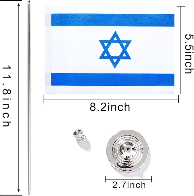 ZXvZYT 2 Pack Israel flag Israeli Table Flag Small Mini Israeli Desk Flags - Image 2