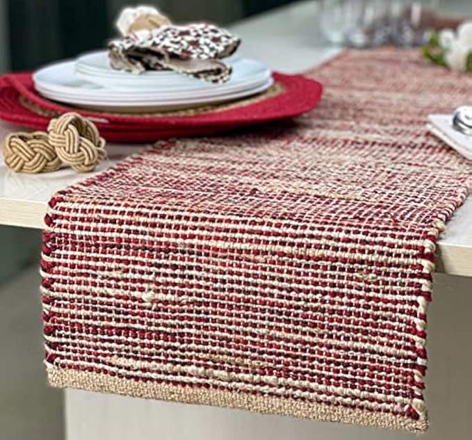 Chardin home Natural Jute Table Runner 13x108 Inch – Vintage Boho Rustic Table by ChardinHome