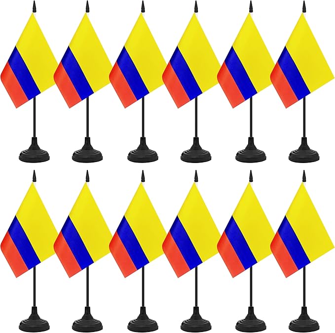 12 Pack Colombia Desk Flag Set, Colombian Table Office Flag, Small Miniature by Unknown