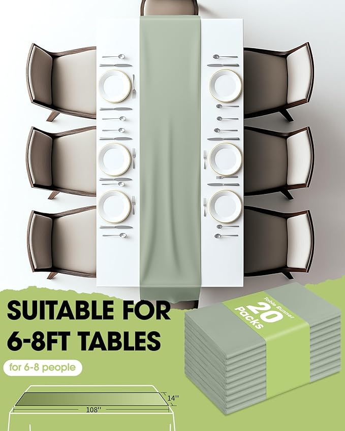 Pureegg Sage Green Plastic Table Runners - Image 5