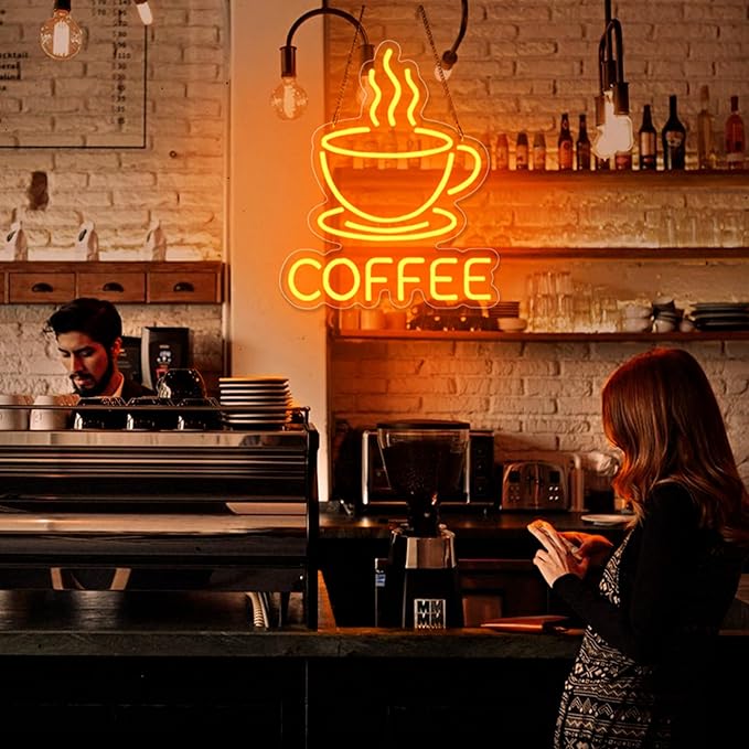 Coffee Neon Sign for Wall Decor, Dimmable USB Powered Bright Led Signs for - Image 2