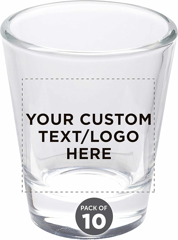 Custom Shot Glasses 1.75 oz. Set of 10, Personalized Bulk Pack by DISCOUNTPROMOS