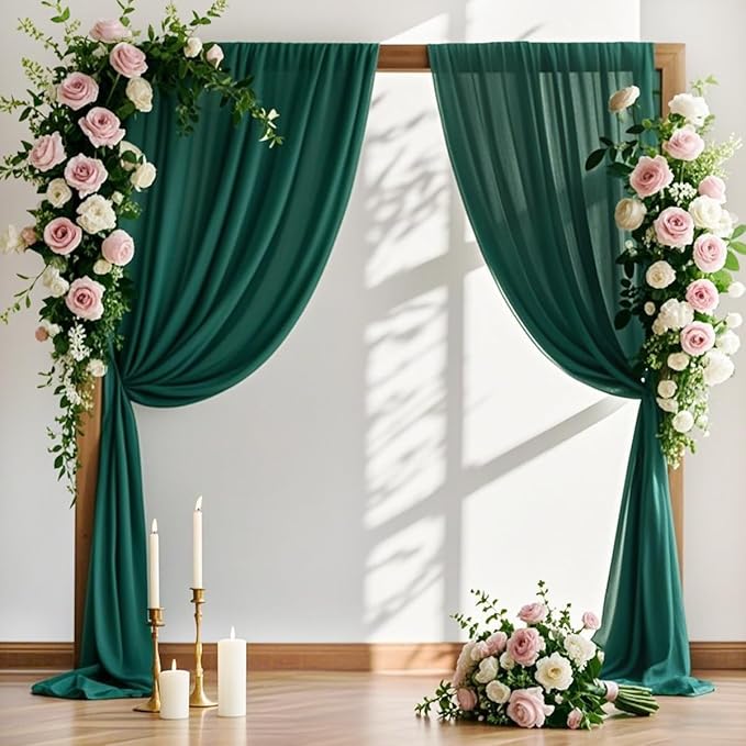 MLMW Christmas Wedding Arch Draping Fabric 1 Panel 29" x 20Ft Emerald Green by MLMW