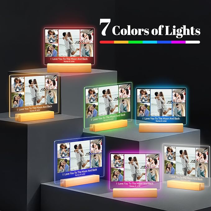 Custom Picture Frames with Photo, Personalized Photo Frame with Night Light - Image 6