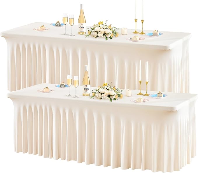 Wish Care 2 Pack Ivory Spandex Table Clothes by WishCare