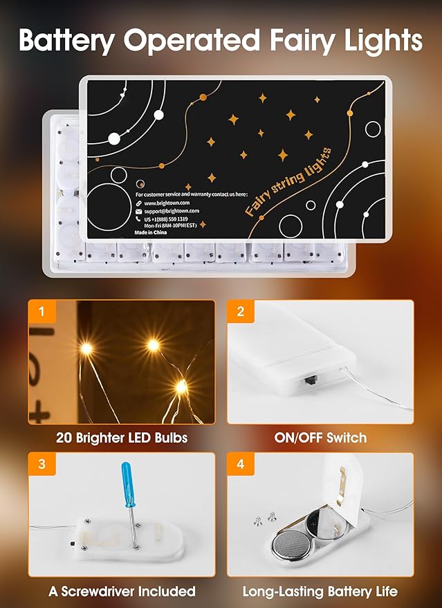 Minetom 6 Pack Fairy Lights Battery Operated String Lights - 7ft 20 LED - Image 2