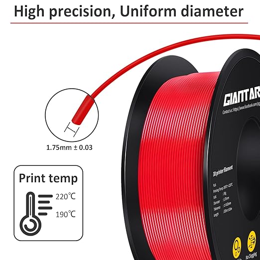 GIANTARM 3D Printer Filament, 1Kg Spool, 1.75mm Dimension Accuracy +/- 0.03mm - Image 4