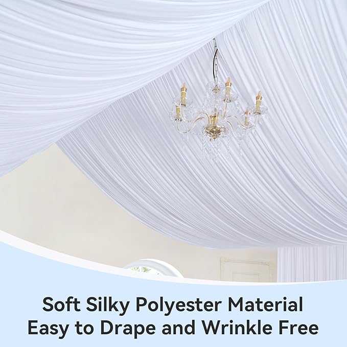 60ft x 15ft White Wrinkle Free Backdrop Curtains - Image 3
