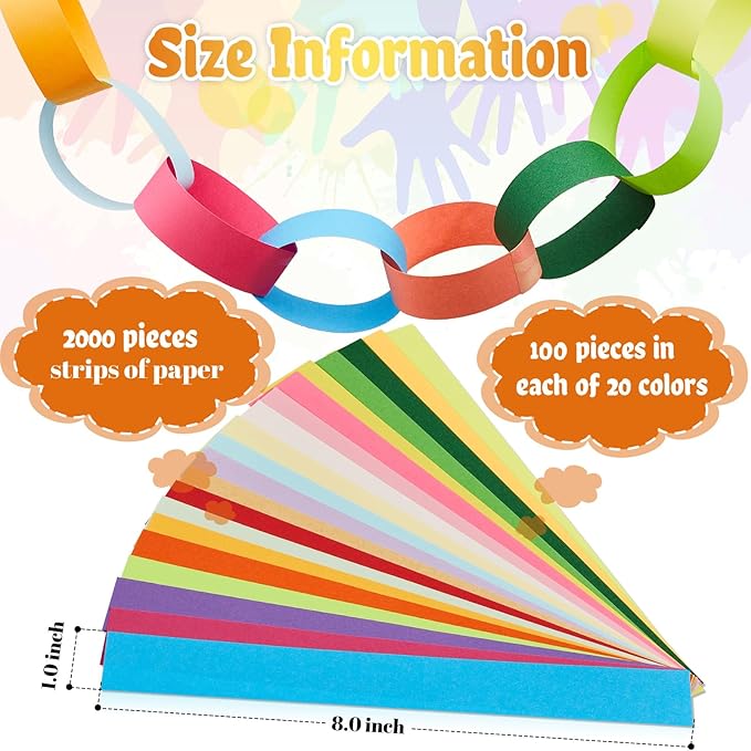 Lincia 600 Sheets Halloween Paper Chain Garland, Construction DIY Crafts Chain - Image 2