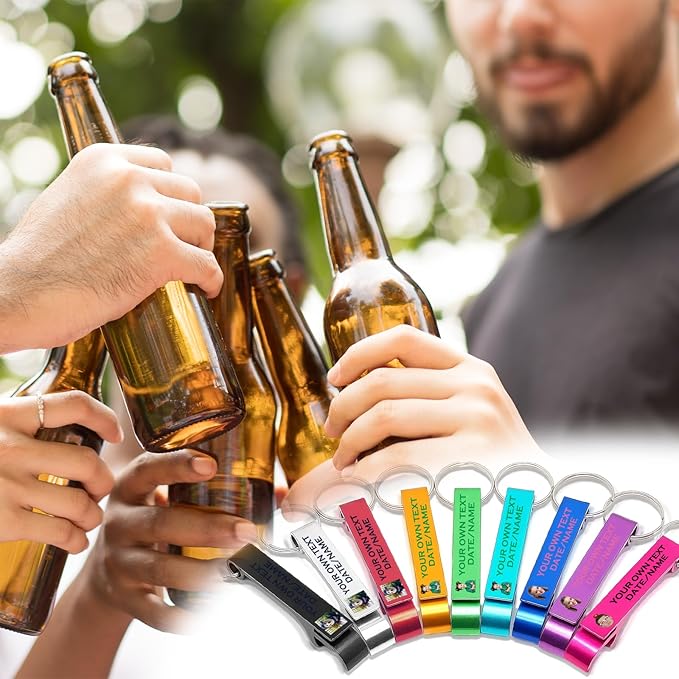 UBJVA Custom Bottle Opener Bulk Personalized Aluminum Bottle Opener Keychains - Image 6
