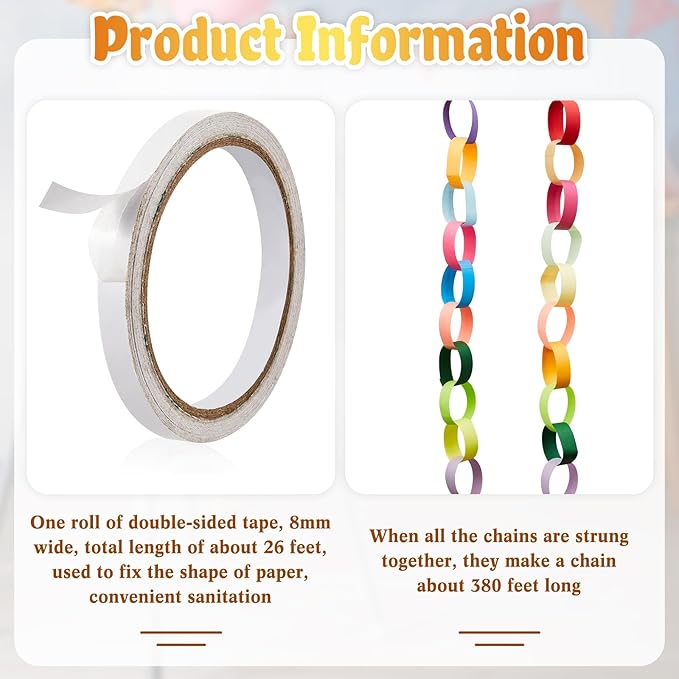 Lincia 600 Sheets Halloween Paper Chain Garland, Construction DIY Crafts Chain - Image 3