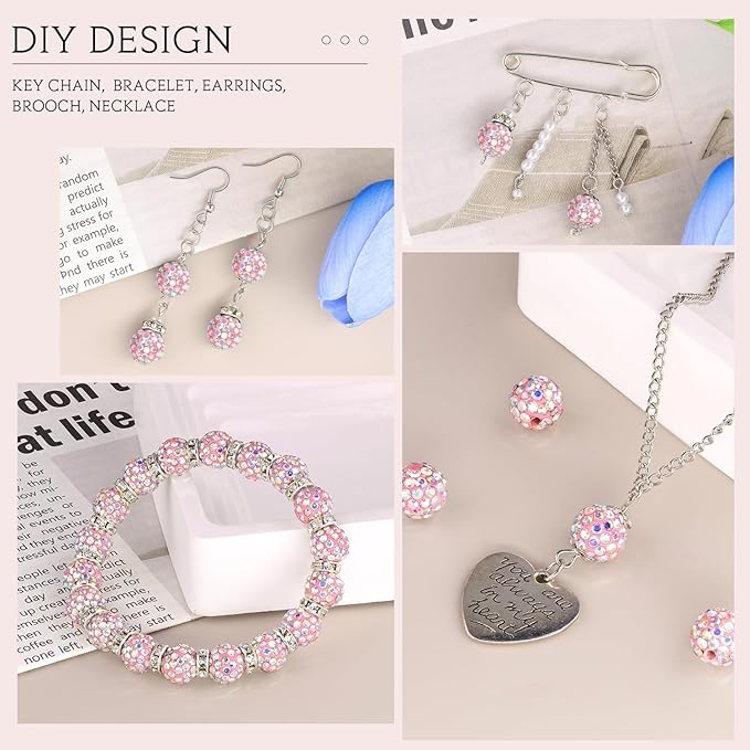 200pcs 10mm Pink AB Rhinestone Beads - Image 5
