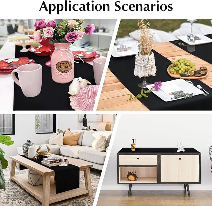 2 Pack Black Small Short Table Runner 12 x 36 Inch Solid Color Runners Coffee - Image 7