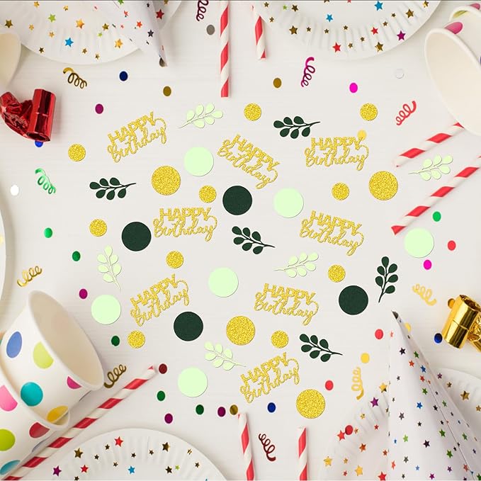 300PC Greenery Happy Birthday Confetti - Image 4
