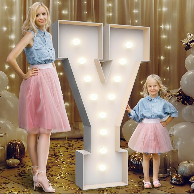 4FT Marquee Light Up Letters Y, Party Decoration Large Marquee Light Up Letters by Teebloom