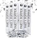 Confetti Cannon 12" – 6 Pack Silver Mylar Confetti Poppers | Party Poppers by CloverProducts