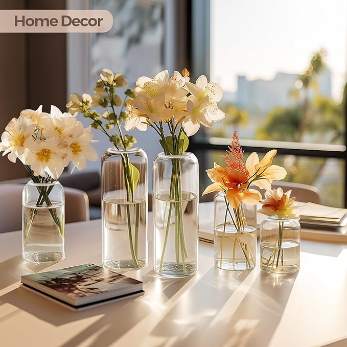 ComSaf Small Flower Vase Set of 15, Glass Bud Vases in Bulk, Decor Centerpiece - Image 2