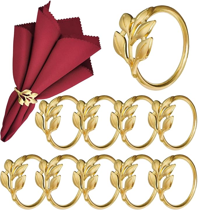 Gold Napkin Rings Set of 10 by Unknown