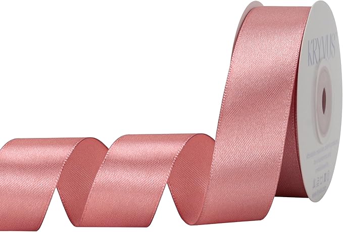 Rose Gold Satin Ribbon 1 inch X Continuous 25 Yards, Single Face Polyester by Kryvusribbon