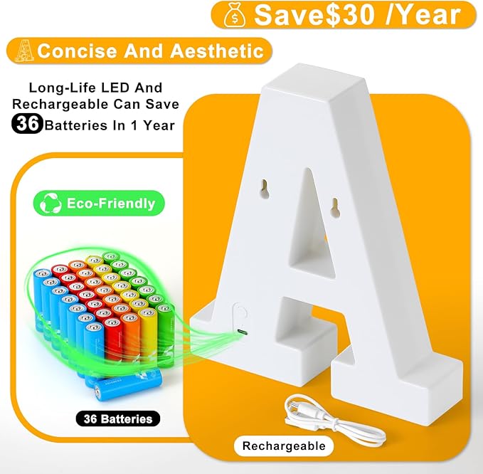 Foaky Rechargeable LED Letter Lights Sign Marquee Light Up Letters Sign - Image 2