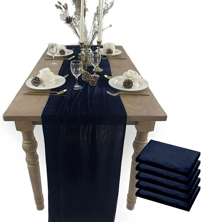 Velvet Table Runner, 5 Pack Luxurious Wedding Reception Decorations Soft Velvet by BTFHOME