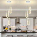 3-Light Modern Pendant Light for Kitchen Island Crystal Ring Chandelier Silver by Ykolupty