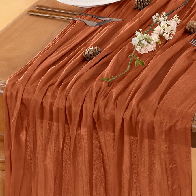 Terracotta Table Runner Cheesecloth Table Runner 10FT Farmhouse Table Runners by LINXTAR