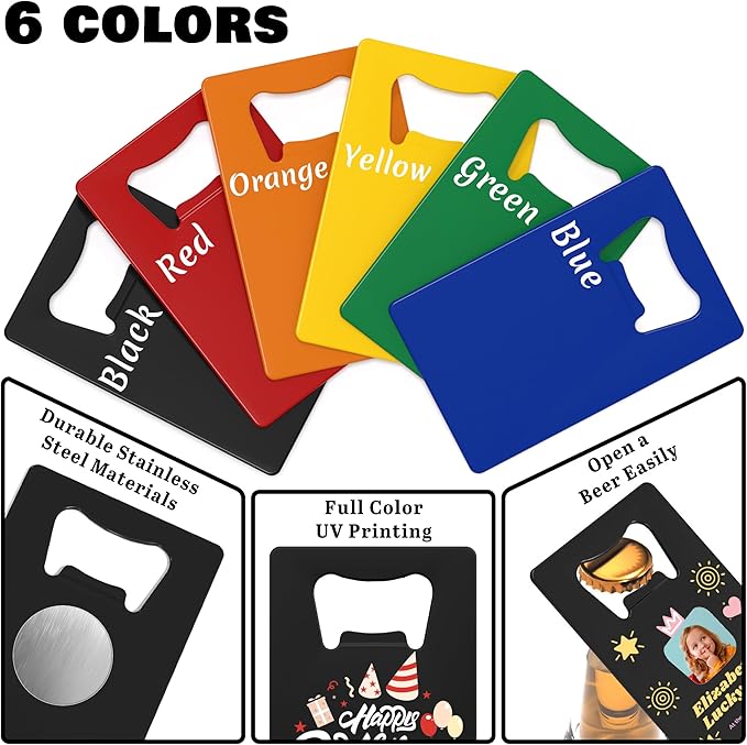 4-100 Pcs Custom Bottle Opener, Personalized Stainless Steel Credit Card Bottle - Image 2