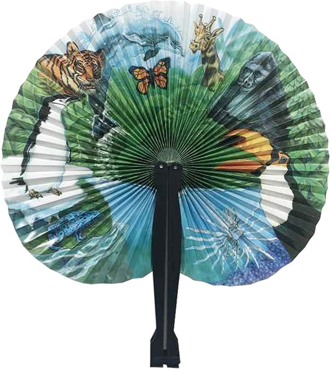 20 Pcs 10" Safari Print Animal Folding Paper Fan Bulk Assortment - Image 4