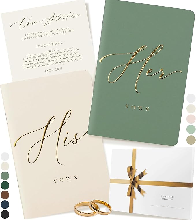 ARTESORI Wedding Vow Book for Her & Him, Soft Touch, 28 Lined Pages, Wedding by Artesori