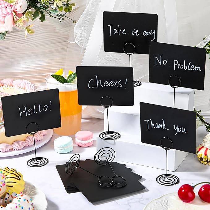 TecUnite 24 Pack Mini Chalkboard Signs, Tabletop Blackboard Signs Name Tags - Image 7