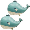 2PCS Cute hat Whale Balloon Big blue whale Foil Mylar Balloons Ocean Balloons by YOIOZAIZAI