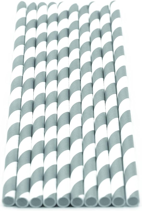 Pack of 900 Gray Swirls Biodegradable 4-Ply Paper Drinking Straws - Image 2