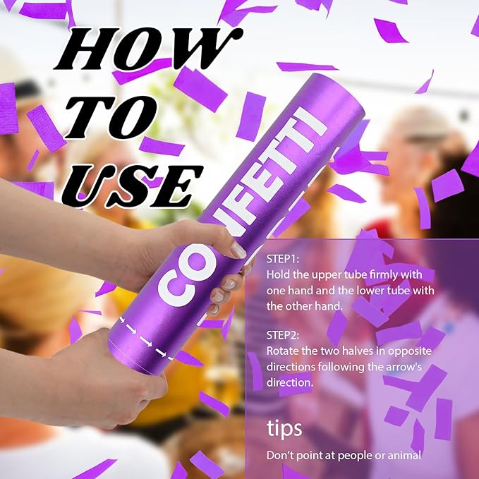 Confetti Cannon 12Pack Purple Biodegradable Cannon Poopers 12Inch Purple Party - Image 2