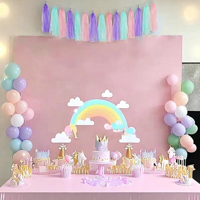 Pink Purple and Blue Tassel Garland Banner Paper Tassels - Image 5